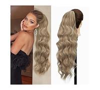 Ponytail 26" Long Body Wavy Extension Synthetic Heat Resistant Hair Extensions Hairpiece for Women Girls Drawstring Ponytail Natural Soft Clip in Ponytail Hair Extensions(Natural Blonde)