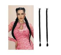 Ponytail 2Pcs Synthetic Long Straight Braid Ponytail Elastic Band Boxing Braided Hair Extensions for Women Hairstyle(4#,75cm)