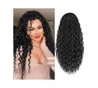Ponytail 30 Inch Drawstring Pony Tails Hair Extensions for Women Long Curly Fluffy Ponytail Synthetic Hairpieces for Daily Use Hairstyle(1B)