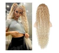 Ponytail 36 Inch Long Drawstring Ponytail Extension Synthetic Lightweight Natural Wavy Fake Pony Tails Multi Layered Hairpiece Hairstyle(27T613)