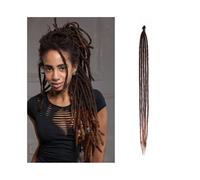 Ponytail 36Inch Handmade Dreadlocks Hair 5 Strands 1.0cm Heat Resistant Synthetic Pre Loop Crochet Braids Dreadlock Extensions for Women Hairstyle(Natural Black Mixed Light Auburn)
