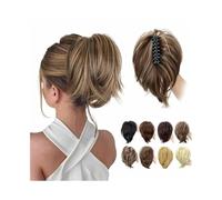 Ponytail 8 Inch Straight Ponytail Extension Short Claw Clip Pony Tail Natural Looking Synthetic Hair Pieces for Women Hairstyle(18TH10)