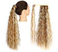 Ponytail 85cm Long Straight Synthetic Ponytail Hair Extension for Women(Brownish white)