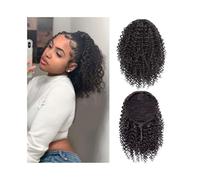 Ponytail Afro Kinky Curly Ponytail Hair Piece for Black Women 10 Inch Short Synthetic Elastic Drawstring Extension Hairstyle(2)