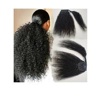 Ponytail Afro Kinky Curly Wrap Around Ponytail Human Hair Extensions 8-20Inch Brazilian Remy Pony Tail Hairpiece for Black Women Hairstyle(16inches)
