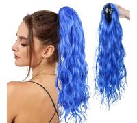 Ponytail Blue Woman Wig Party Long Curls Cosplay Wigs
