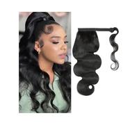 Ponytail Body Wave Ponytail Extension Clip in, 8-32 Inch Long Wavy Curly Wrap Around Pony Tail Natural Color Brazilian Remy Hair Hairpiece for Women Hairstyle(24inches)