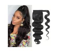 Ponytail Body Wave Ponytail Real Human Hair Clip In Piece 8"-32" Brazilian Remy Wrap Around Extension Curly Magic Paste Hairstyle(32inches)