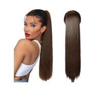 Ponytail Brazilian Human Hair Ponytail Hairpiece 16-26 Inch Long Straight Drawstring Extensions #4 Medium Brown Hairstyle(22inches)