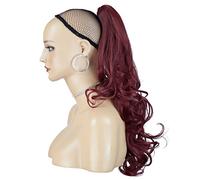 Ponytail Claw Clip - Burgundy - Wavy - 22in / 56cm - 200g - Heat Resistant Synthetic Hair Extension