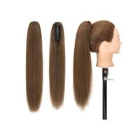 Ponytail Claw Clip Ponytail Extension Indian Remy Human Hair Hairpiece 14-22 Inch Long Silky Straight Pony Tails Extensions for Women Hairstyle(Medium Brow,20 inch)