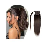 Ponytail Clip in Ponytail Extension Real Human Hair 14"-22" Long Straight Wrap Around Pony Tail Extensions Brown Brazilian Remy Hairpiece Hairstyle(Medium Brown,22 inches 100g)