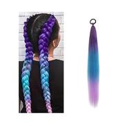 Ponytail Colorful Ponytail Extension with Hair Tie, 26 inch Long Ombre Braid Extensions Synthetic Hairpiece for Holiday Party Hairstyle