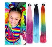 Ponytail, Colorful Three-strand Ponytail Women's Braid High Temperature Silk Dirty Braid Hair Loop Wig(Gold)