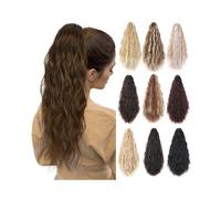 Ponytail Corn Wavy Ponytail Extension 22 Inch Long Claw Clip Pony Tail Curly Synthetic Hair Pieces for Women Girls Hairstyle(24H613)