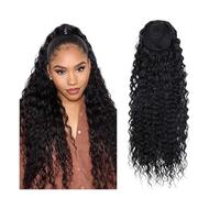 Ponytail Curly Deep Water Wave Ponytail Extensions Drawstring Human Hair with Clip Hairstyle(26inches)