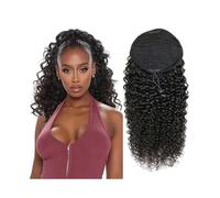 Ponytail Curly Drawstring Ponytail Extensions 16-26 Inches Deep Wave Pony Tail Clip In Human Hair Piece Hairstyle(20inches)