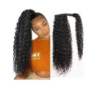 Ponytail Curly Human Hair Ponytail Wrap Around Extension 8-26 Inch Long Deep Wave Remy Piece Natural Looking Clip In Malaysia Extensions Hairstyle(16inches)