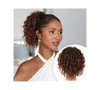 Ponytail Curly Ponytail Extension 8-30 Inch Kinky Drawstring Synthetic Hairpiece for Black Women Hairstyle(Ombre Auburn,30inches)