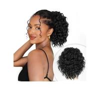 Ponytail Curly Ponytail Extension 8-30 Inch Kinky Drawstring Synthetic Hairpiece for Black Women Hairstyle(Black,18inches)