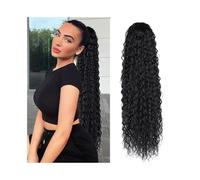 Ponytail Deep Water Wave Drawstring Ponytail Natural Color Real Human Hair Extensions Clip Ins Remy Hairpiece Hairstyle(20inches)