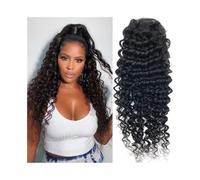 Ponytail Deep Wave Curly Drawstring Ponytail Brazilian Human Hair Extensions Clip In Hairpieces for Black Women Hairstyle(1,20inches)