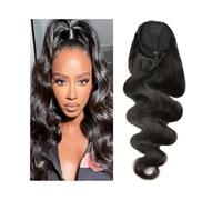 Ponytail Drawstring Ponytail 10-26 Inch Long Body Wavy Human Hair Hairpiece Clip in Remy Extension for Daily Use Hairstyle(14inches)