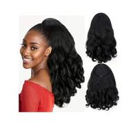 Ponytail Drawstring Ponytail Extension 16 Inch Fluffy Loose Curly Wavy Pony Tails Synthetic Hair Pieces for Black Women Hairstyle