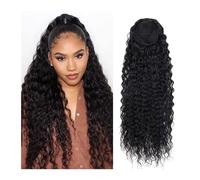 Ponytail Drawstring Ponytail for Black Women Human Hair Feeling With Clip 24 Inch Curly Extensions Synthetic Deep Wave Hairstyle
