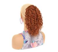 Ponytail Extension 10 Inch Short Ponytail Hair Extension Deep Wavy Curly Drawstring Ponytail Hairpieces Heat Resistant Synthetic Curly Ponytail Extension for Women Hair Extensions Ponytail (Color : 3