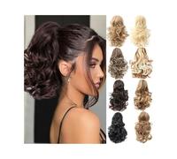 Ponytail Extension 10" Short Ponytail Hair Extensions Curly Wavy Claw Clip Pony Tail Synthetic Faux Hair pieces Ponytail(24-613)