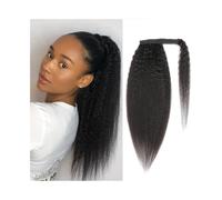 Ponytail Extension 12"-26" Long Yaki Straight Ponytail Wrap Around Ponytail Hairpiece Clip in Brazilian Remy Hair Kinky Straight Ponytail Hair Extension for Black Women for Daily Use(16inches)