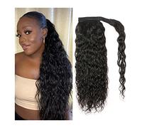 Ponytail Extension 12-26" Water Wave Wrap Around Ponytail Human Hair Long Wavy Ponytail Hair Extensions Clip In Hair Extensions Brazilian Remy Hair Natural Color Ponytail Hair Extension(Size:16inches
