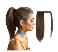 Ponytail Extension 12 inch Straight Ponytail Extension Natural Long Ponytails Wrap Around Clip in Pony Tail Hair Piece Synthetic Hairpieces Ponytail Hair Extension(Bruin)