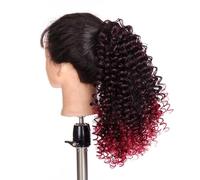Ponytail Extension 12Inch Puff Ponytails Synthetic Fluffy Hairpiece for Black Women Daily Use Short Afro Kinky Curly Drawstring Ponytail Extension Ponytail Hair Extension(T1B-BUG)