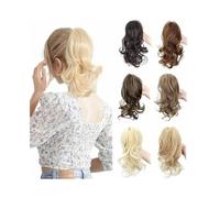 Ponytail Extension 12Inch Synthetic Ponytail Hair Extension Short Wavy Curly Claw Clip in Ponytail Hairpiece for Women Hair Extensions(613)