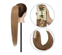 Ponytail Extension 14-22 Inch Long Human Hair Ponytail Claw Clip Ponytail Extension Indian Human Hair Clip in Straight Hair Ponytail Hairpiece Tails Hair Extensions(Dark Blonde,18inch)