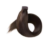 Ponytail Extension 14"-22" Long Straight Wrap Around Pony Tail Hair Extensions Brown Brazilian Remy Hair Ponytail Hairpiece,Clip in Ponytail Extension Real Human Hair(Darkest Brown,16 inches)