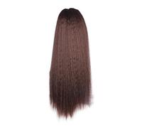 Ponytail Extension 16"-24" Synthetic Yaki Drawstring Ponytail Heat Resistant Long Kinky Straight Fluffy Ponytail Extensions Clip in Hairpieces for Black Women Ponytail Hair Extension(Color:#33,Size:16