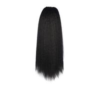 Ponytail Extension 16"-24" Synthetic Yaki Drawstring Ponytail Heat Resistant Long Kinky Straight Fluffy Ponytail Extensions Clip in Hairpieces for Black Women Hair Extensions Ponytail (Color : #1, S