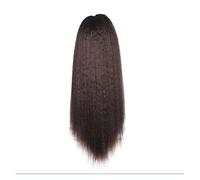 Ponytail Extension 16"-24" Synthetic Yaki Drawstring Ponytail Heat Resistant Long Kinky Straight Fluffy Ponytail Extensions Clip in Hairpieces for Black Women Ponytail Hair Extension(Color:#4,Size:16i