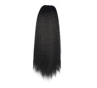 Ponytail Extension 16"-24" Synthetic Yaki Drawstring Ponytail Heat Resistant Long Kinky Straight Fluffy Ponytail Extensions Clip in Hairpieces for Black Women Hair Extensions Ponytail (Color : #1B,