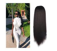 Ponytail Extension 16"-24" Synthetic Yaki Drawstring Ponytail Heat Resistant Long Kinky Straight Fluffy Ponytail Extensions Clip in Hairpieces for Black Women Ponytail Hair Extension(Color:#2,Size:24i