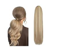 Ponytail Extension 16-26 Inch Long Straight Drawstring Ponytail Extensions Highlight Blonde Human Hair Ponytail Hairpieces Clip In Straight Hair Extensions, #P18/613 Ponytail Hairpiece(20inches)