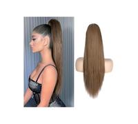 Ponytail Extension 16"-26" Long Ponytail Extensions Long Straight Drawstring Ponytails Color Brown Clip In Pony Tail Hairpiece Human Hair Hairpiece Clip in Ponytails for Women Girls(18inches)