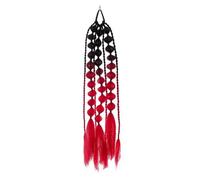 Ponytail Extension 1pc Gradient Lantern Bubble Ponytail Extension Bubble Synthetic Ponytail Twisted Braid With Elastic Band(Red-black)