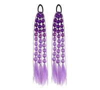 Ponytail Extension, 1pc Lantern Bubble Ponytail Extension 20 Inches Bubble Ponytail Twisted Braid With Elastic Band For Women Fake Hair(Deep purple+light purple)