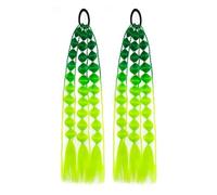 Ponytail Extension, 1pc Lantern Bubble Ponytail Extension 20 Inches Bubble Ponytail Twisted Braid With Elastic Band For Women Hair Extensions(Green+yellow)