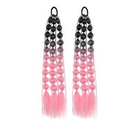 Ponytail Extension, 1pc Lantern Bubble Ponytail Extension 20 Inches Bubble Ponytail Twisted Braid With Elastic Band For Women Hair Extensions(Black+pink)