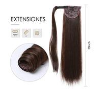 Ponytail Extension 20/26 Inch Long Straight Extension Synthetic Heat Resistant Women's Ponytail Hair Piece Magic Paste Ponytail Wrap Around Clip In Ponytail Hair Hair Extensions Ponytail(NMW001-5)